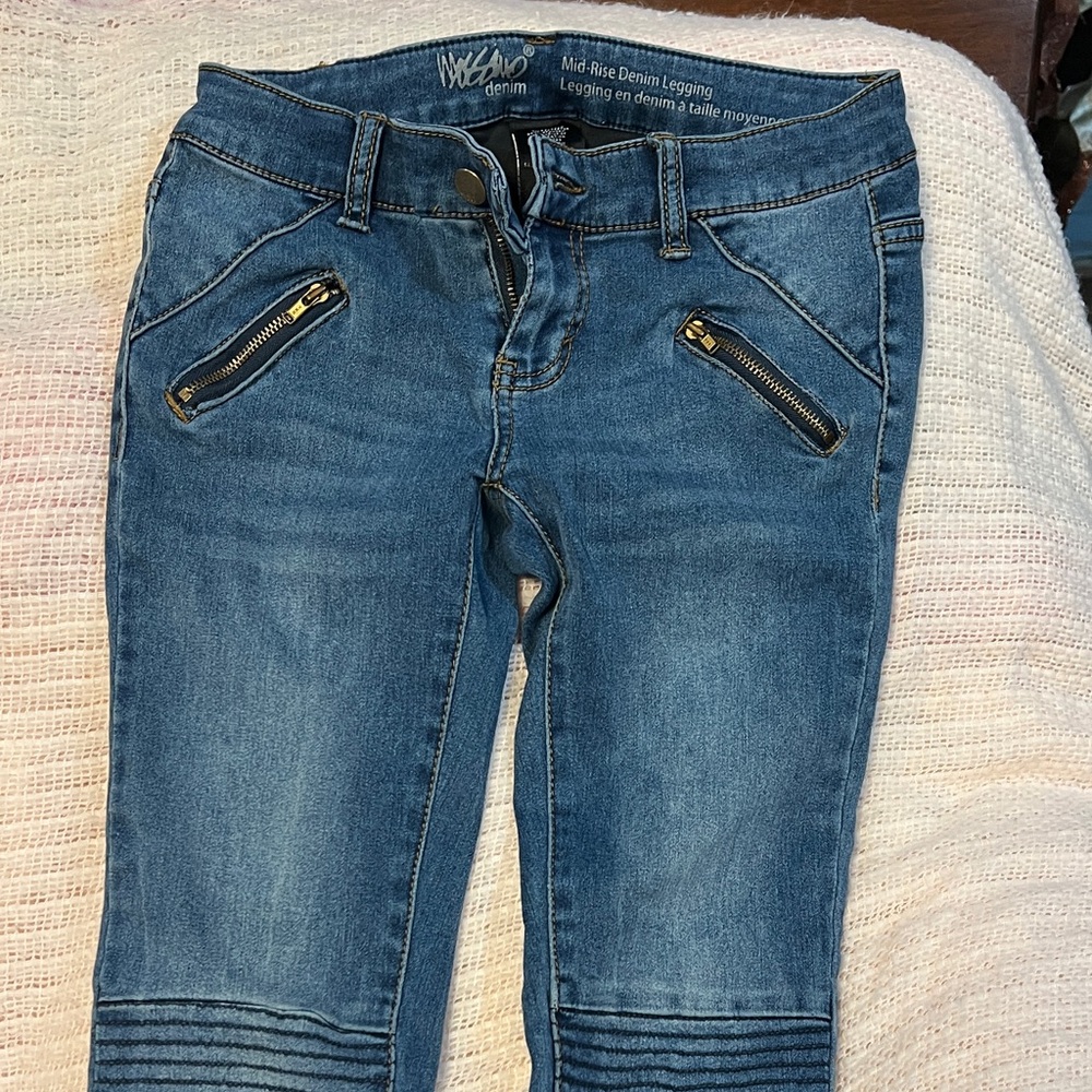 Wild Denim Women's Mid-Rise Blue Jeggings